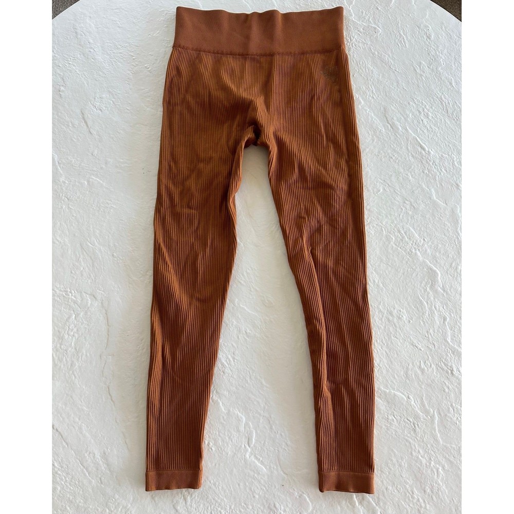 Bloom Burnt Orange Ribbed High Waisted Leggings